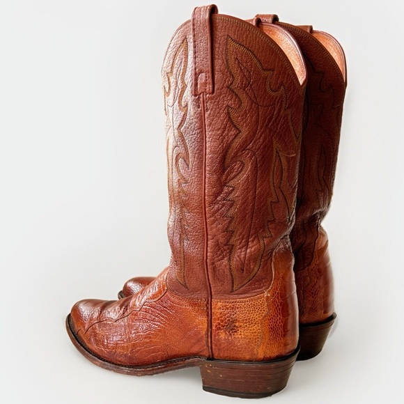 Lucchese 1883 Western Cowboy Boots Mens Brown Ostrich Leg Leather Size 9 Wide main image 15